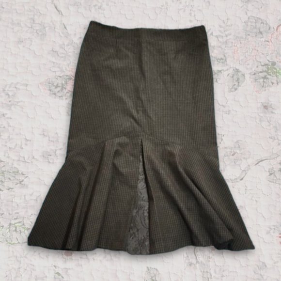 Vintage 90's Le Château Academia Oxford Plaid Fall Bell Skirt - Picture 4 of 10